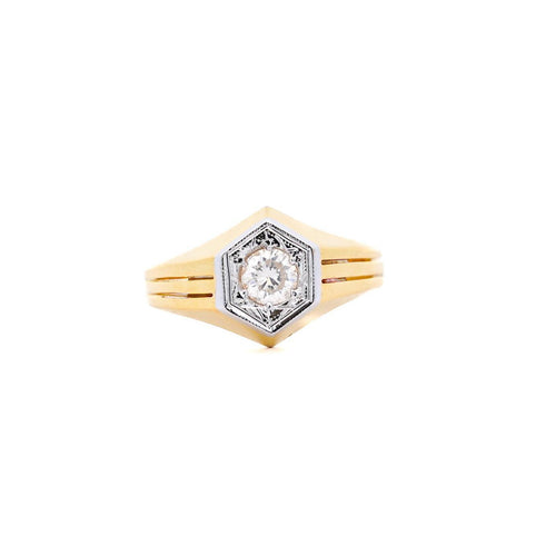 2 Carat Round Diamond Solitaire Unisex Ring in 14K Yellow Gold