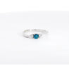 1/3 CTW Natural Blue and White Diamond Curved Mini Three Stone Ring in 14K White Gold