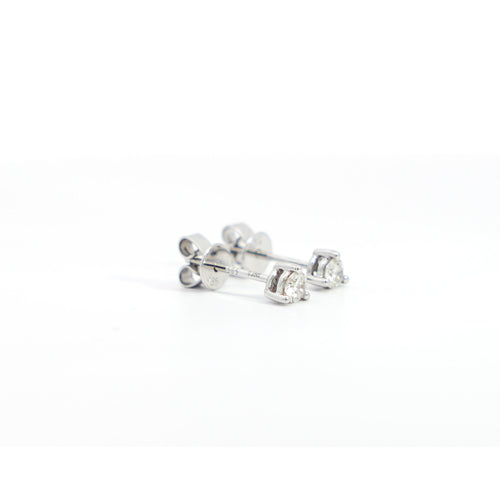 3 Carat Natural Diamond 3-Prong Stud Earrings 4mm in 14K White Gold