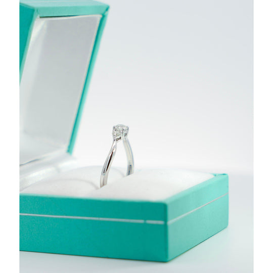 1/3 Carat Natural Diamond Mini 3-Stone Curved Ring in 14K White Gold