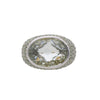 13.50 Carat Oval Checkerboard Cut Green Amethyst Pave 14K White Gold Dome Ring