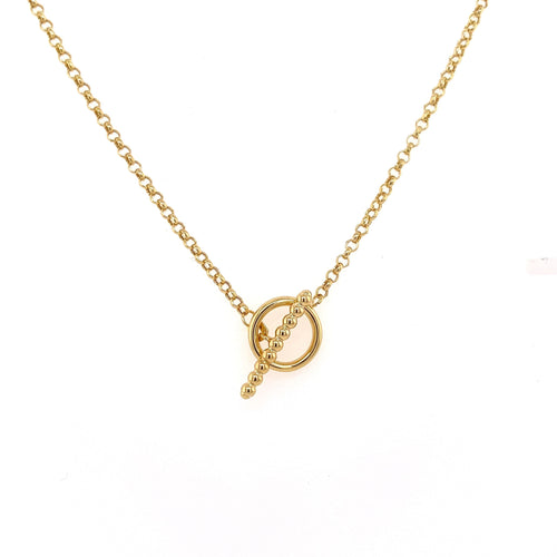 14K Gold Bar and Toggle Chain Necklace | 18 Inches - 1.5mm