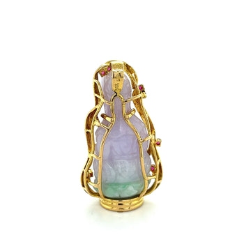 14K Gold Carved Lavender Jade Buddha Pendant Necklace – Assay Jewelers