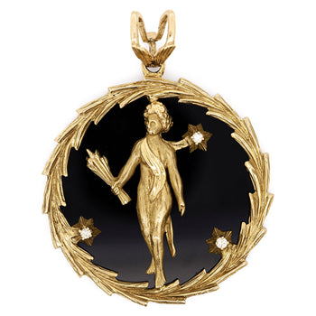 14K Gold Christian Medallion "Cupid" and Black Onyx Medallion Pendant – Assay Jewelers