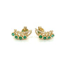 14K Gold Ear Climber Earrings With Emeralds