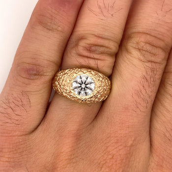 14K Gold Nugget Style 2 Carat Lab Grown Diamond Men's Ring – Assay Jewelers