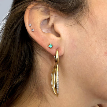 14K Gold Open Twisted Drop Earrings With Diamond Pave - Made in Italy – Assay Jewelers