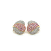 14K Gold Pink Sapphire and Diamond Heart Shaped Cluster Clip On Earrings