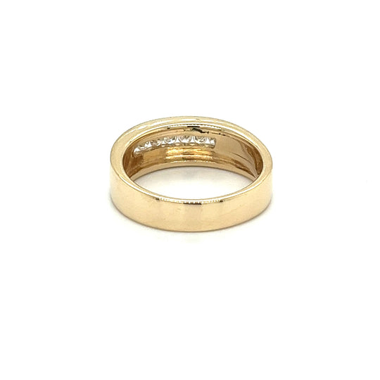 14K Solid Gold Channel Set Round Cut Diamond 6.5mm Band Ring