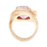 14K Solid Gold Wrapping Serpentine Snake Ring With 10 Carat Pink Tourmaline