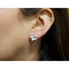 14K Solid White Gold Natural Diamond Cluster Butterfly Stud Earring