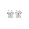 14K Massives Weißgold Natürlicher Diamant Cluster Schmetterling Stecker Earring