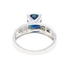 14K White Gold 1.56 Carat Oval Blue Sapphire and Invisible Cluster Diamond Ring