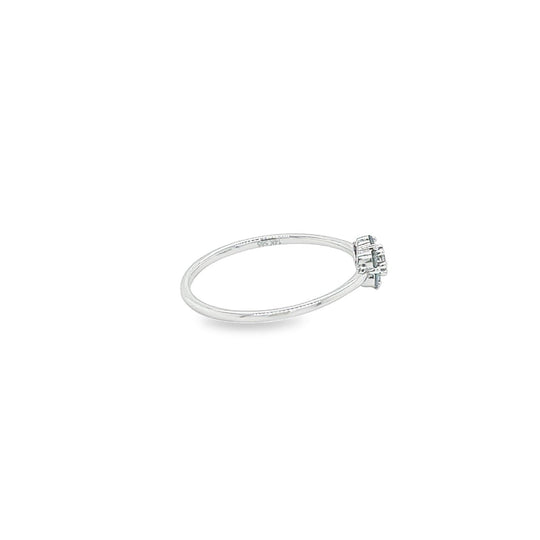 14K White Gold Blue and White Diamond 1MM Daisy Flower Ring