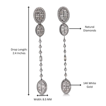 14K White Gold Oval 1 Carat Diamond Cluster Drop Dangle Earrings – Assay Jewelers