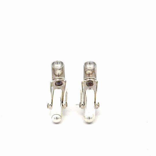 14K White Gold Ruby and Diamond Cufflinks