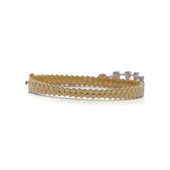 14K White and Yellow Gold Ribbed 1.52 Carat Illusion Set Diamond Bangle – Assay Jewelers