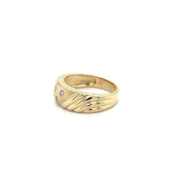14K Yellow Gold Floating Diamond Textured and Matte Finished Ring Shank – Assay Jewelers