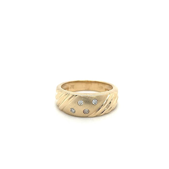 14K Yellow Gold Floating Diamond Textured and Matte Finished Ring Shank – Assay Jewelers