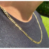 14K Yellow Gold Gold Figaro Chain Men's Necklace 19.5-24 Inches