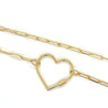 14Kt Real Gold Heart Charm Necklace With Paper Clip Chain