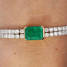 14ct Emerald Center and Diamond 2 Strand Tennis Bracelet