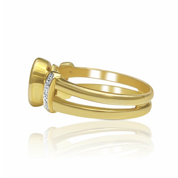 Bague en or massif 14k à double anneau, saphir bleu taille ovale – Assay Jewelers