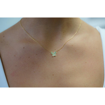 14k Solid Yellow Gold Tsavorite Butterfly Charm Floating Pendant Necklace – Assay Jewelers