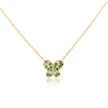 14k Solid Yellow Gold Tsavorite Butterfly Charm Floating Pendant Necklace – Assay Jewelers