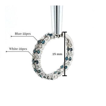 14k White Gold Inside Out Hoop Earrings with White & Blue Diamonds – Assay Jewelers