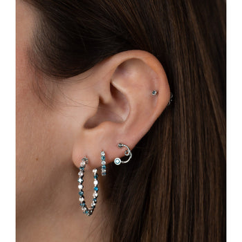 14k White Gold Inside Out Hoop Earrings with White & Blue Diamonds – Assay Jewelers
