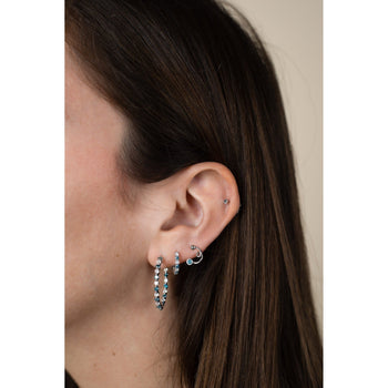 14k White Gold Inside Out Hoop Earrings with White & Blue Diamonds – Assay Jewelers