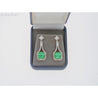 15 Carat Colombian Minor Oil Emerald & Diamond Dangle Earrings in 18K White Gold