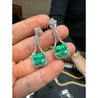 15 Carat Colombian Minor Oil Emerald & Diamond Dangle Earrings in 18K White Gold