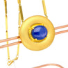 15.15 Carat Blue Star Sapphire 18K & 22K Bar Link Chain Retro Pendant Necklace