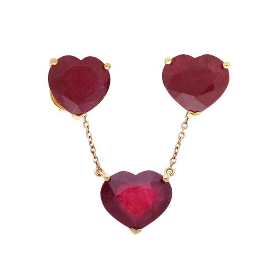 15.35 Carat Heart Ruby 18K Rose Gold Prong Stud Earring & Pendant Necklace Set