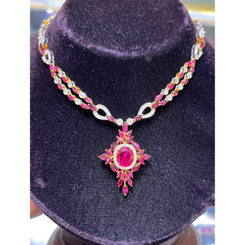 15.66 Carat Ruby & 3.17 Carat Diamond Pendant Necklace 18K Solid Gold – Assay Jewelers