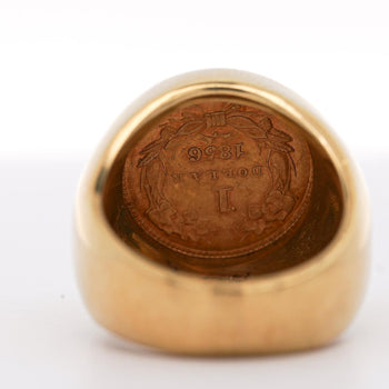 1856 Lady Liberty 1 Dollar Coin in 10K Gold Bezel Unisex Signet Ring – Assay Jewelers