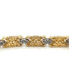 18K Gold Pave Set 2 Tone Round Cut Natural Diamond and Yellow Sapphire Bracelet