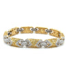 18K Gold Pave Set 2 Tone Round Cut Natural Diamond and Yellow Sapphire Bracelet