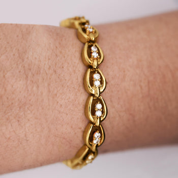 18K Gold Vintage Oval Interlocking Link Diamond Bracelet – Assay Jewelers