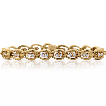 18K Gold Vintage Oval Interlocking Link Diamond Bracelet – Assay Jewelers
