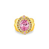 18K Gold Vintage Retro Regal Ring With Pink Kunzite and Diamond Halo