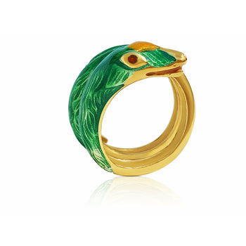 18K Gold and Green Enamel Snake Ring – Assay Jewelers