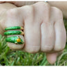 18K Gold and Green Enamel Snake Ring