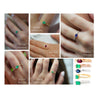 18K Solid Gold Thin Ribbed Textured Band Emerald, Ruby, Or Sapphire Ring