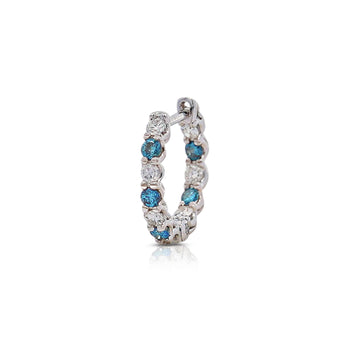 18K White Gold 0.50 CT Blue & White Diamond Inside Out Huggie Hoop Earrings – Assay Jewelers