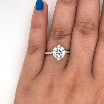 18K White Gold 2.60 Carat Lab Diamond Ring with Heart Shaped Prong Setting – Assay Jewelers