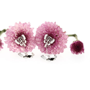 18K White Gold Butterfly Drop Earrings with Black Onyx, White Agate, and Diamonds – Assay Jewelers