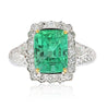 18K White Gold Emerald & Princess Cut Diamond Ring